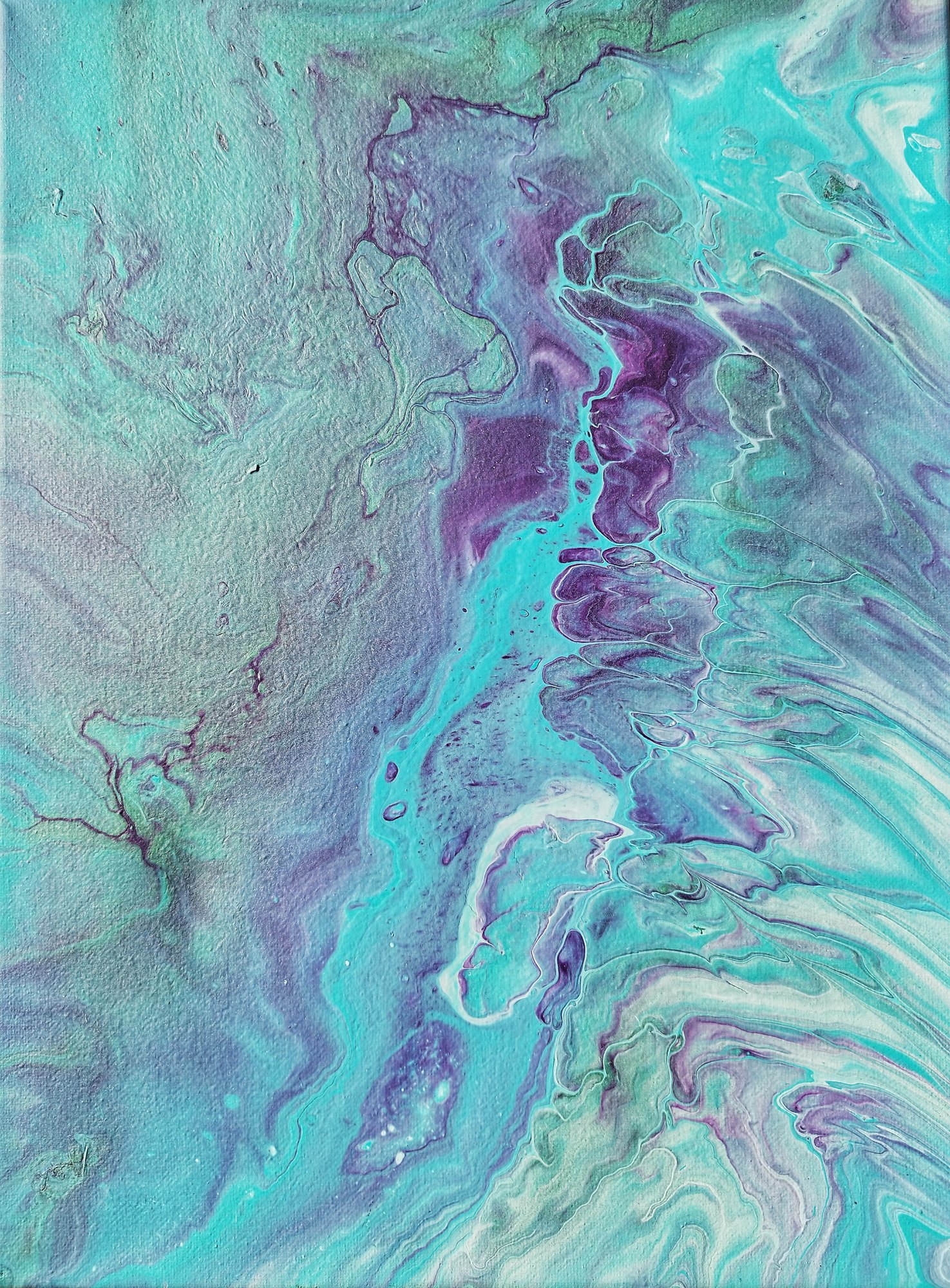 Lake Saturn (2023), Fluid acrylic on canvas, 20 × 40 cm, original abstract painting by Alissha Davis