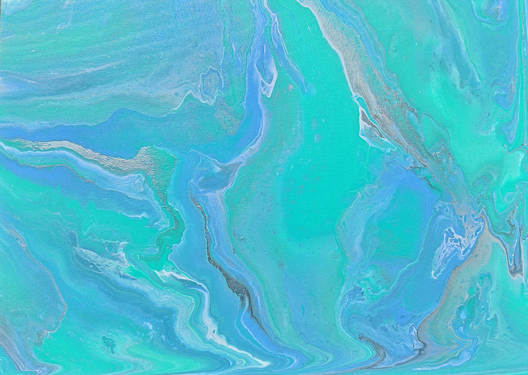 One of My Favorite Things (2023), Fluid acrylic on canvas, 30 × 90 cm, original abstract painting by Alissha Davis