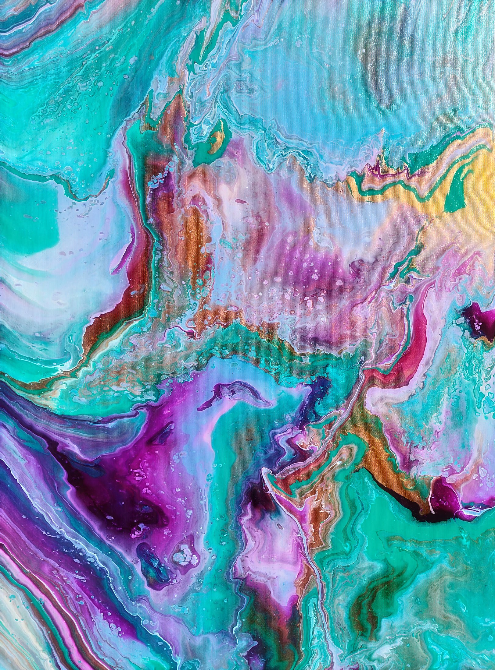 Freya's Kiss (2024), Acrylic and metallic pigments on canvas, 60 × 80 cm, original abstract painting by Alissha Davis