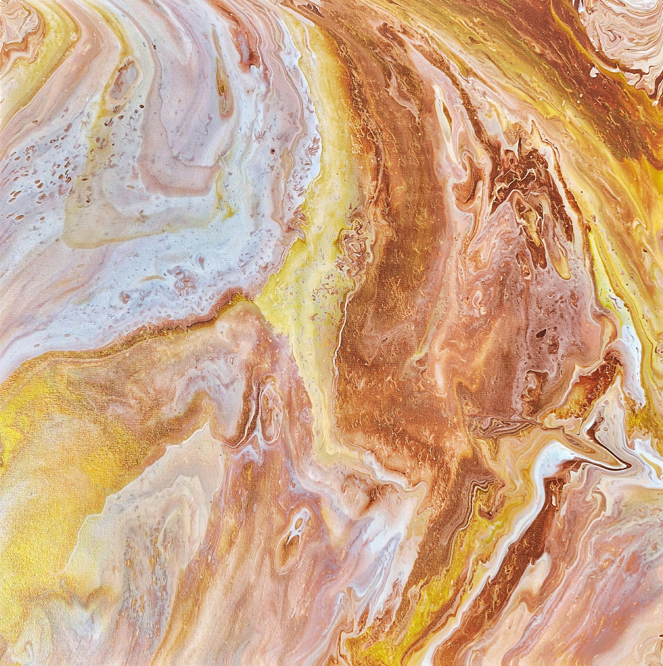 Midas Touch (2024), Acrylic and metallic pigments on canvas, 60 × 60 cm, original abstract painting by Alissha Davis