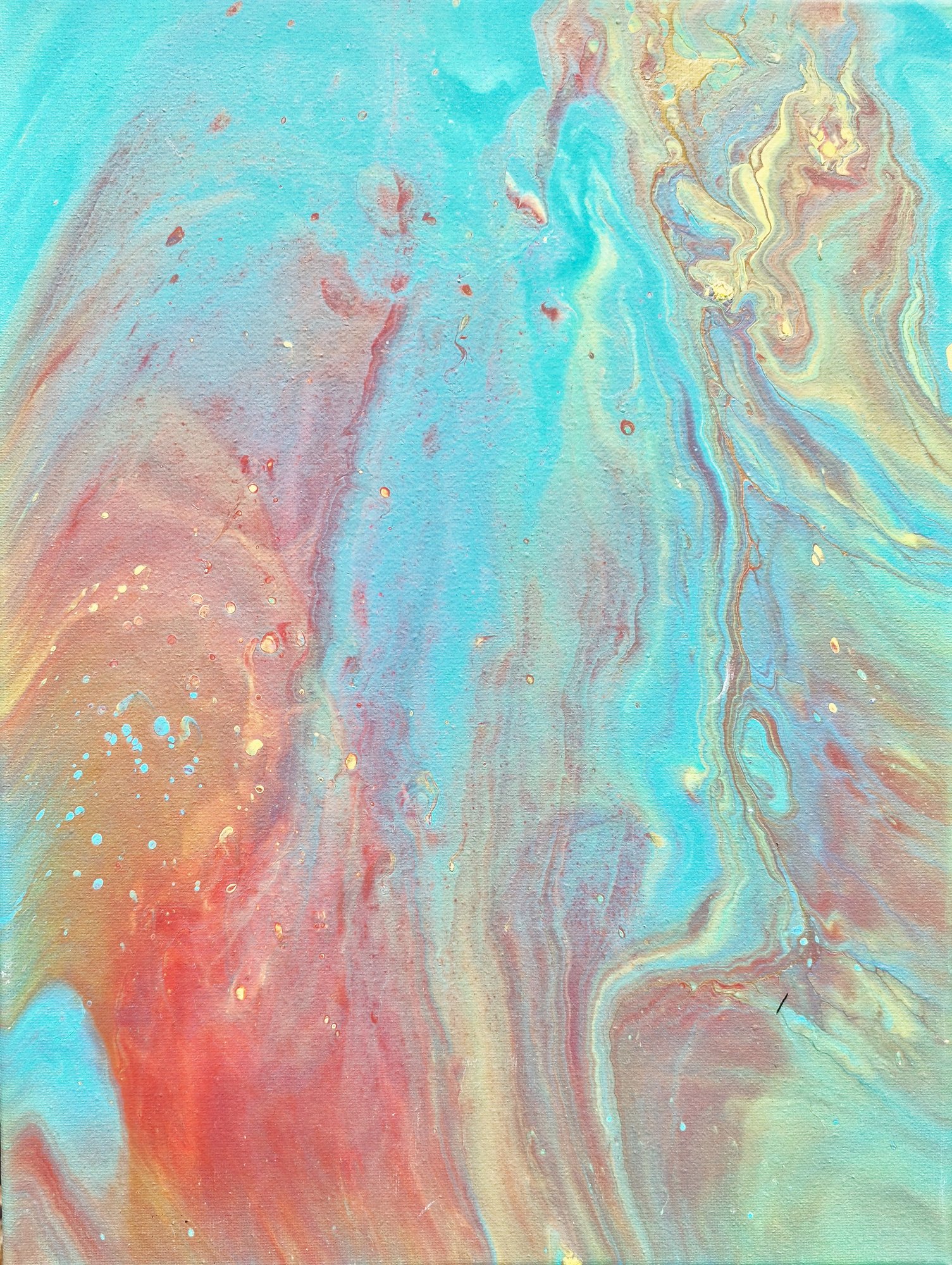Retro Feels (2023), Fluid acrylic on canvas, 30 × 90 cm, original abstract painting by Alissha Davis