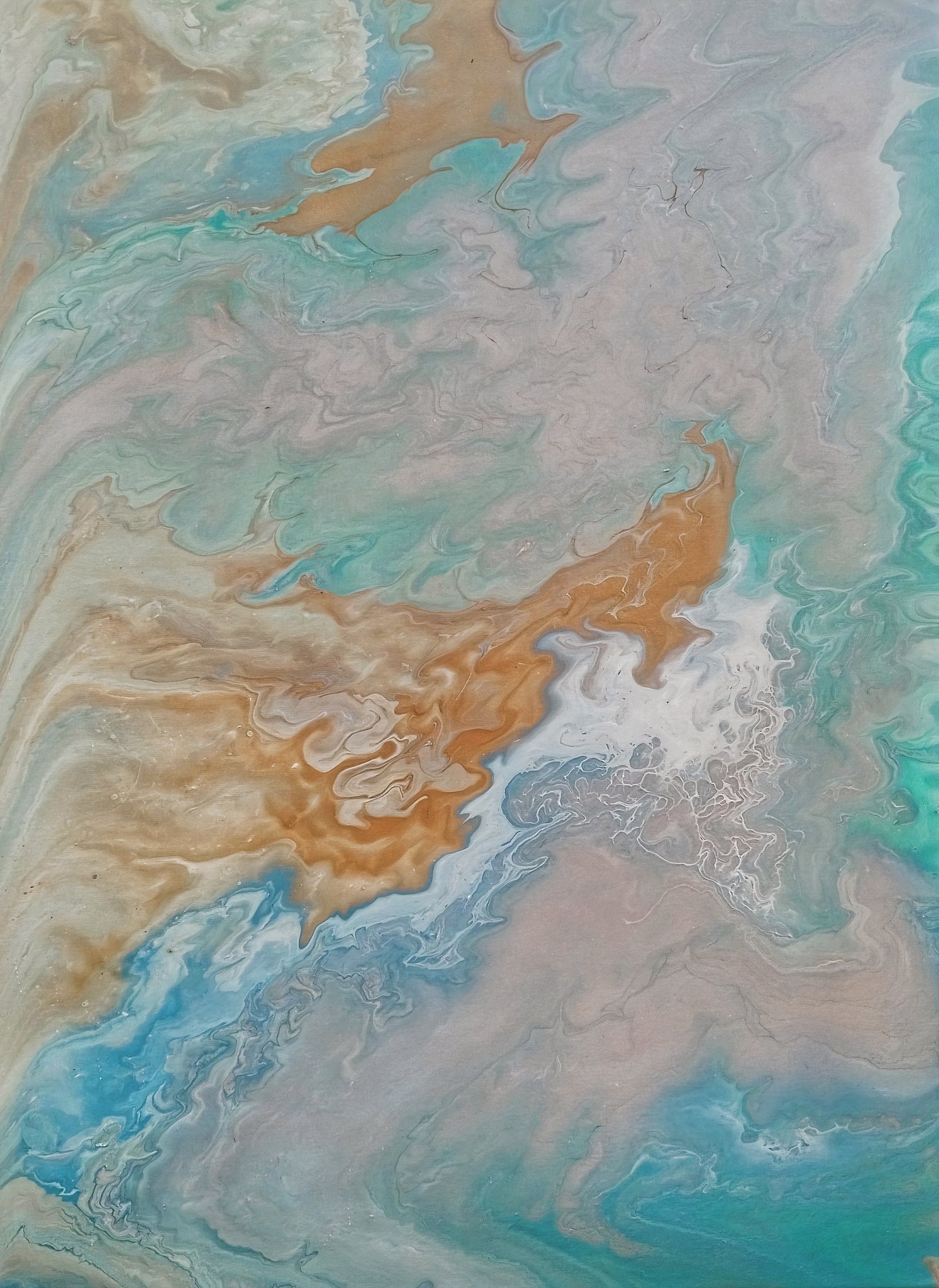Metallic Heaven (2023), Fluid acrylic on canvas, 30 × 90 cm, original abstract painting by Alissha Davis