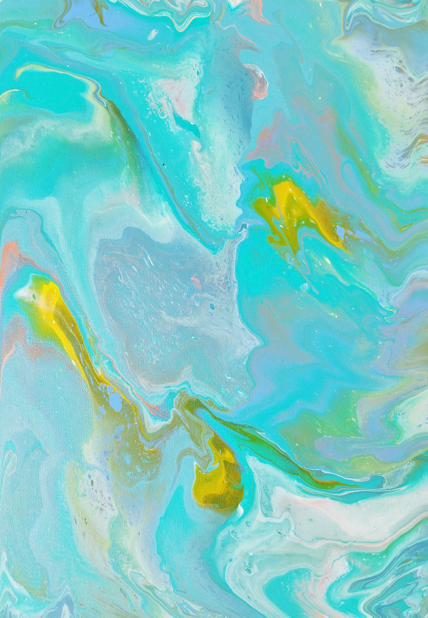 Menina Marbles (2023), Fluid acrylic on canvas, 30 × 90 cm, original abstract painting by Alissha Davis