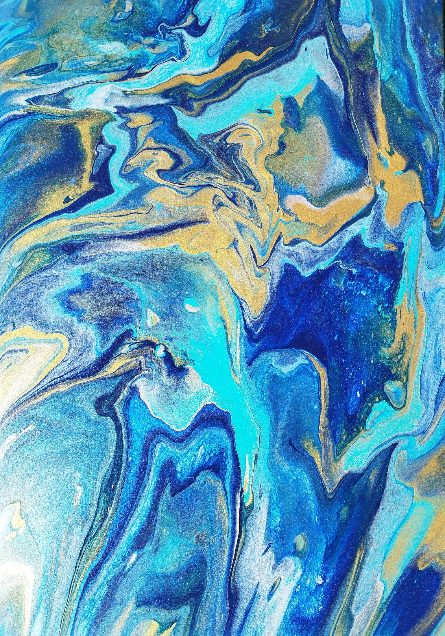 Nterini Hues (2024), Acrylic and metallic pigments on canvas, 70 × 100 cm, original abstract painting by Alissha Davis