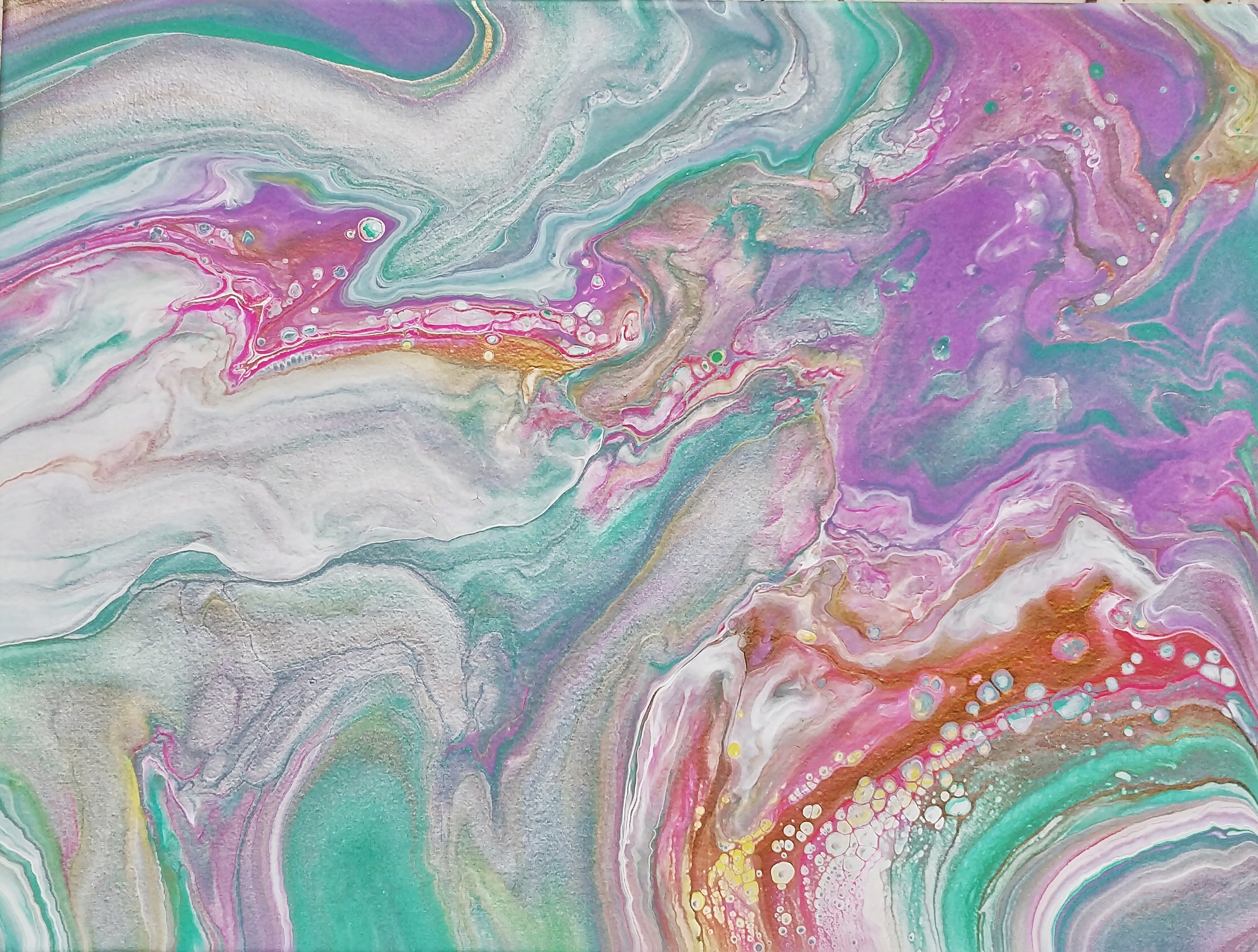 Spring Equinox (2023), Fluid acrylic on canvas, 30 × 90 cm, original abstract painting by Alissha Davis