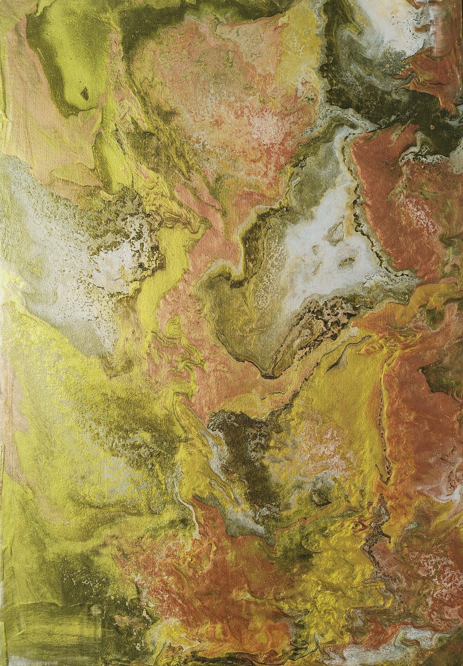 Gaia's Sacred Eden (2024), Acrylic and metallic pigments on canvas, 80 × 100 cm, original abstract painting by Alissha Davis