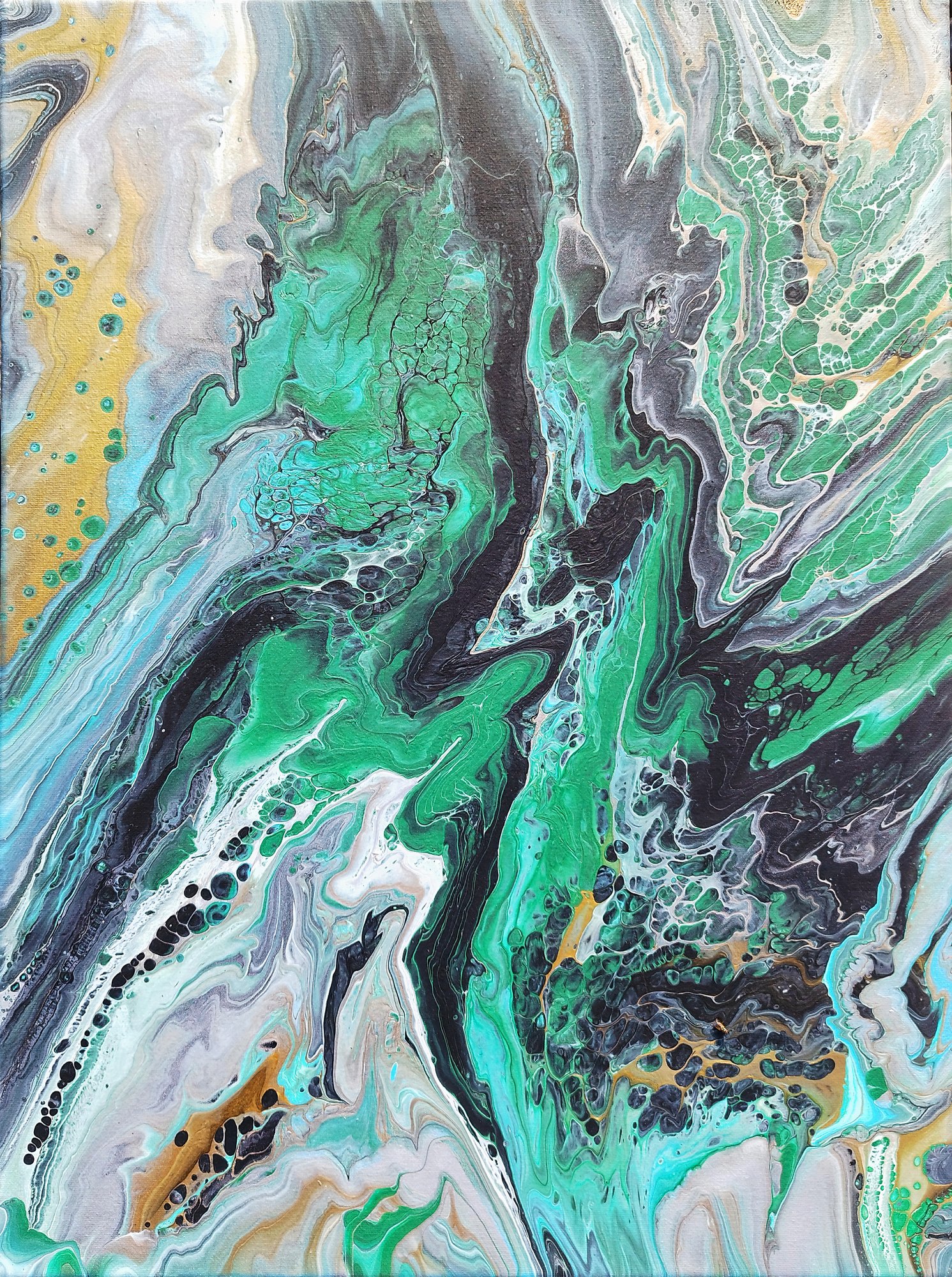 Onyx Forest (2023), Fluid acrylic on canvas, Dimensions on request, original abstract painting by Alissha Davis